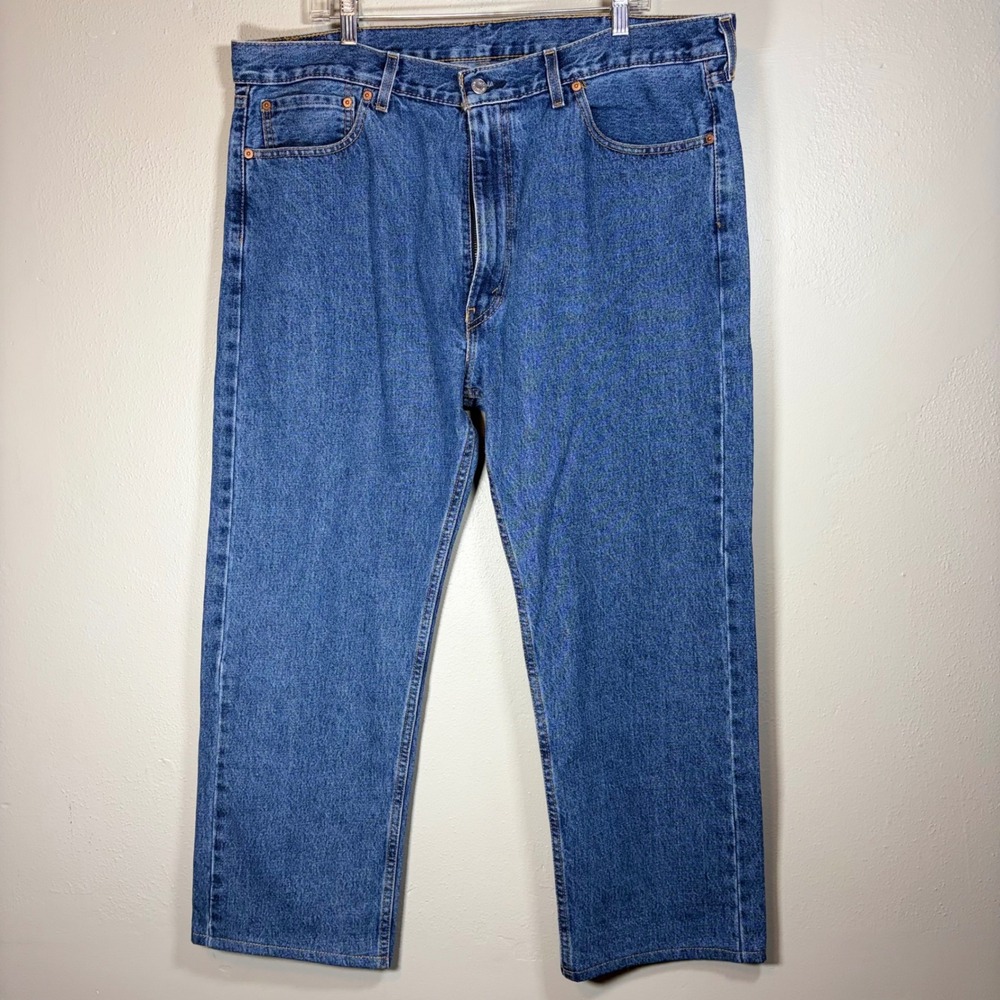 Levis 505 Regular Fit Straight Leg Jeans Blue Denim 40x30‎ Mens Classics Casual